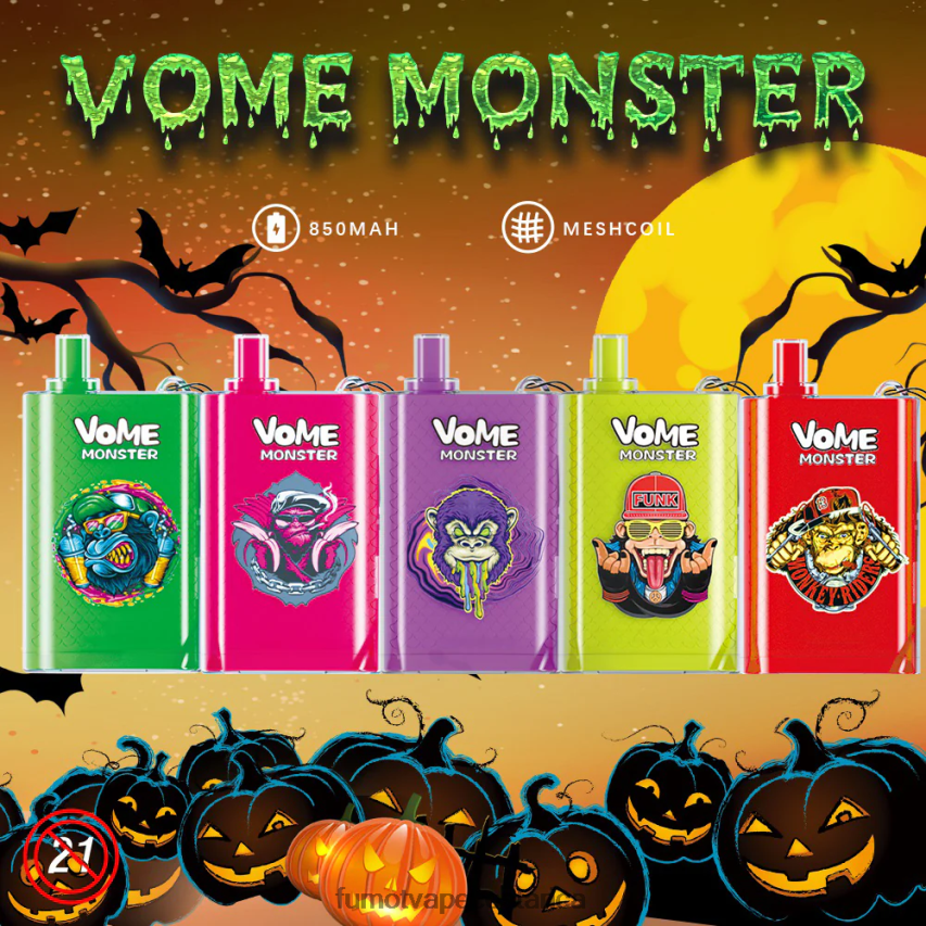 Fumot Store - Fumot Vome Monster Dispositivo de vapeo desechable 10000 - 20 ml (1 pieza) P8Z6F6426 hielo de arándanos