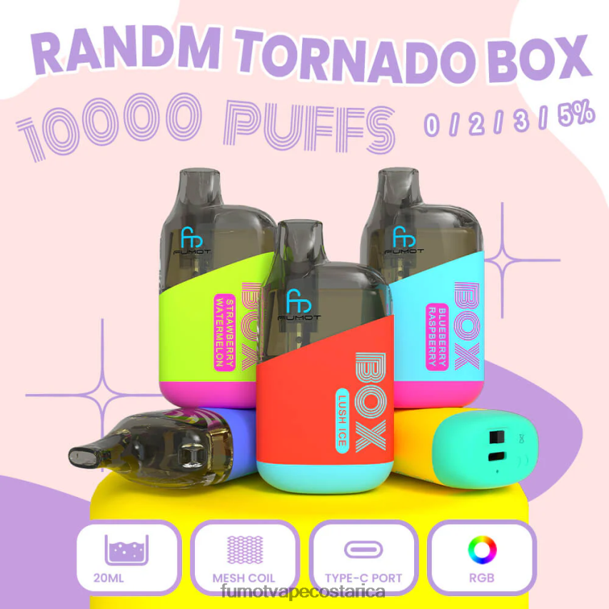 Fumot Disposable Vape - Fumot Tornado Caja de 10000 vape pods desechables - 20 ml (1 pieza) P8Z6F6355 hielo negro