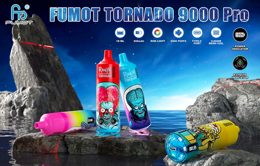 Fumot Disposable Vape - Fumot Tornado 1 pieza de vaporizador desechable 9000 pro de 18 ml P8Z6F6225 limonada rosa