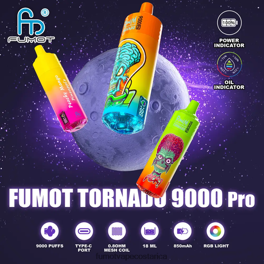 Fumot Disposable Vape - Fumot Tornado 1 pieza de vaporizador desechable 9000 pro de 18 ml P8Z6F6225 limonada rosa