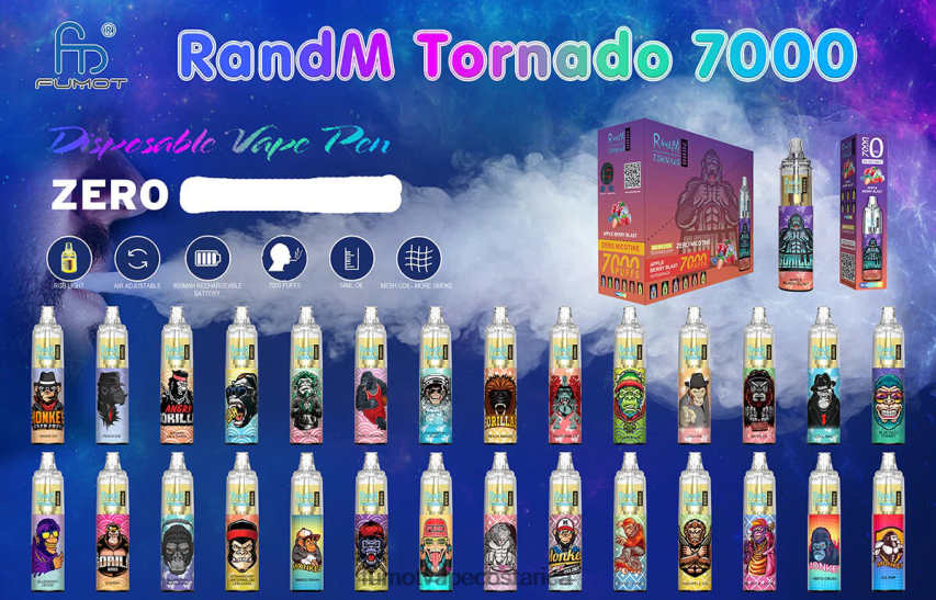 Fumot Disposable Vape - Fumot Tornado 7000 vapeador desechable 0% - 14ml (1 pieza) P8Z6F6535 hielo de energía roja