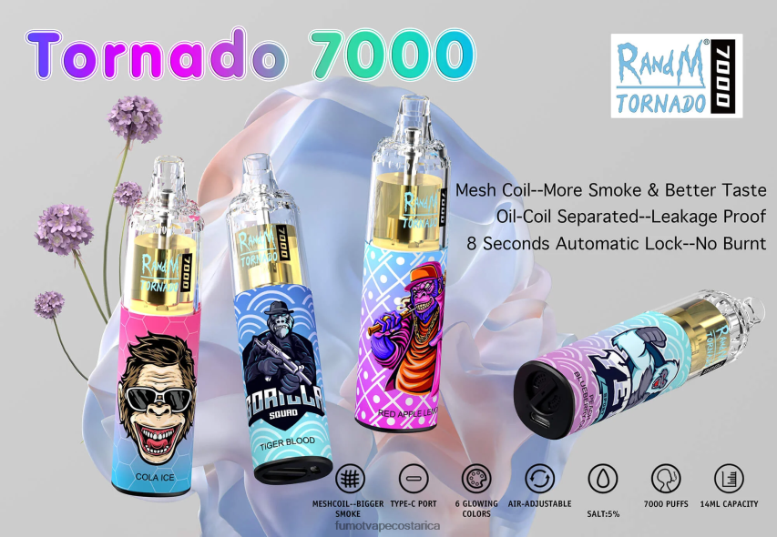 Fumot Store - Fumot Tornado Pluma vaporizador desechable 7000 - 14 ml (1 pieza) P8Z6F676 cereza gaseosa