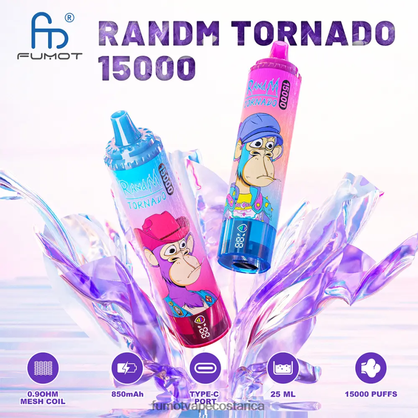 Fumot Tech - Fumot Tornado 15000 vaporizador desechable - 25ml (1 pieza) P8Z6F6180 hielo de energía roja